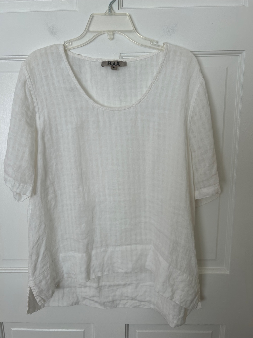 Flax White Linen Scoop-Neck Tunic Top M